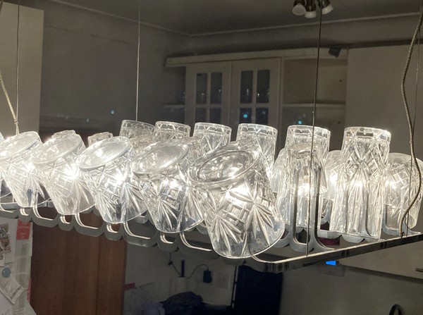 Secondhand Chandelier With Cut Crystal Glasses