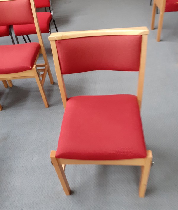 Buy Red Upholstered Linking Church Chair