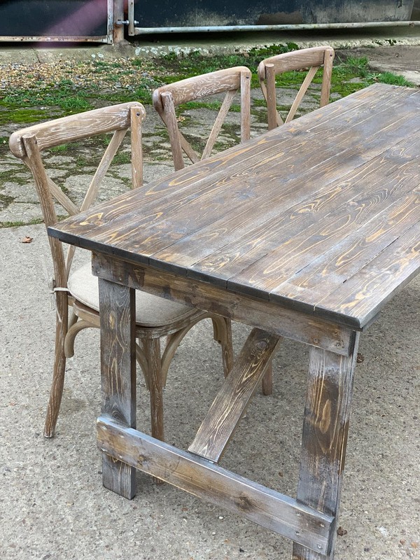 Selling Rustic Farmhouse Trestle Tables and Chairs