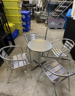 8x Chrome Bistro Set, Table And 4 Chairs For Sale