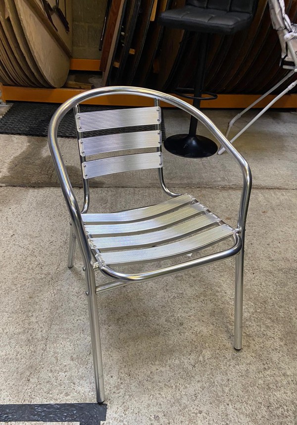 Used Chrome Bistro Set, Table And 4 Chairs For Sale