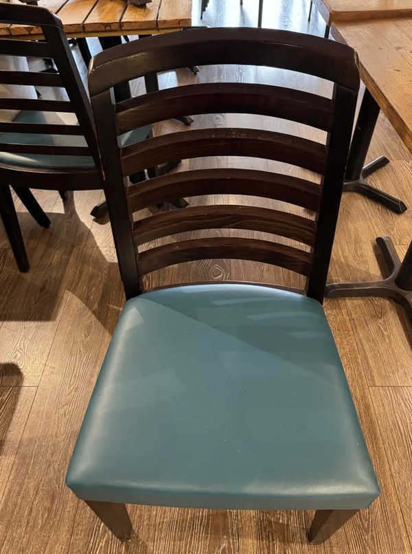 26x Wooden Chairs With Leather Seats For Sale