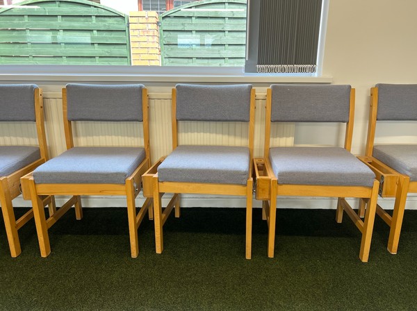 Secondhand Used  Wooden Church Chairs Blue For Sale