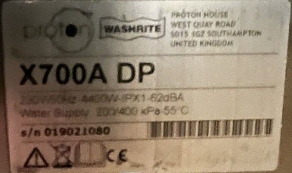 Secondhand Proton Washrite X700A Dishwasher
