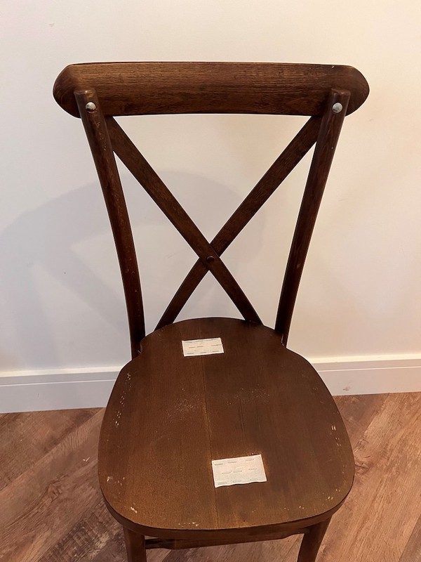 Used Rosetone Diana Crossback Stacking Chair Curved Foot Bar in Jacobean Colour