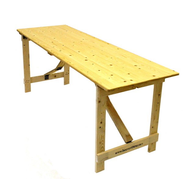 Secondhand 6ft by 2.5ft Wooden Trestle Tables For Sale