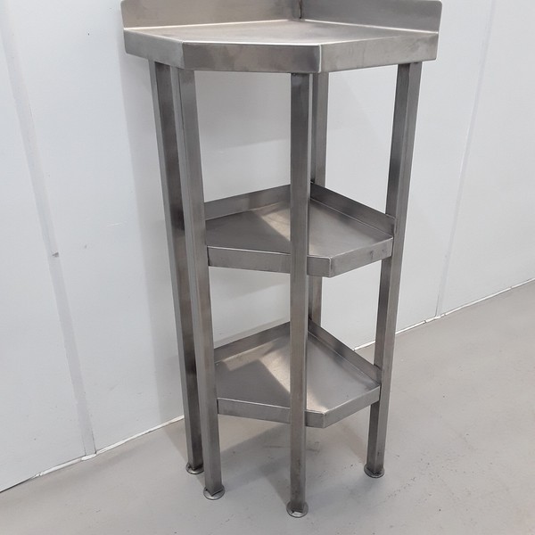Secondhand 40cm Wide Stainless Steel Corner Table For Sale