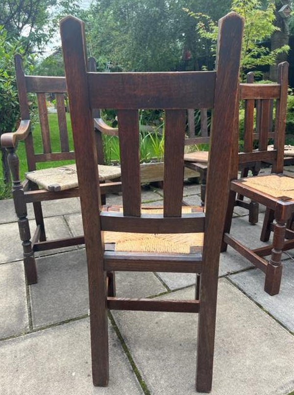 8x Vintage High Back Oak Dining Chairs For Sale