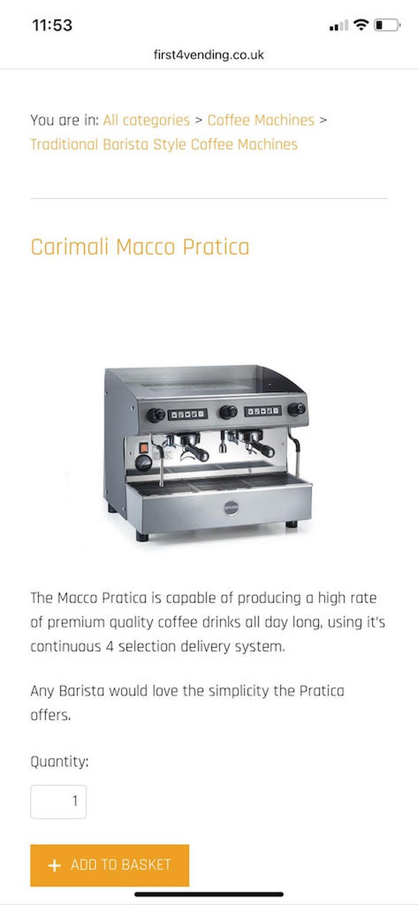 Carimali Macco Pratica Coffee Machine for sale
