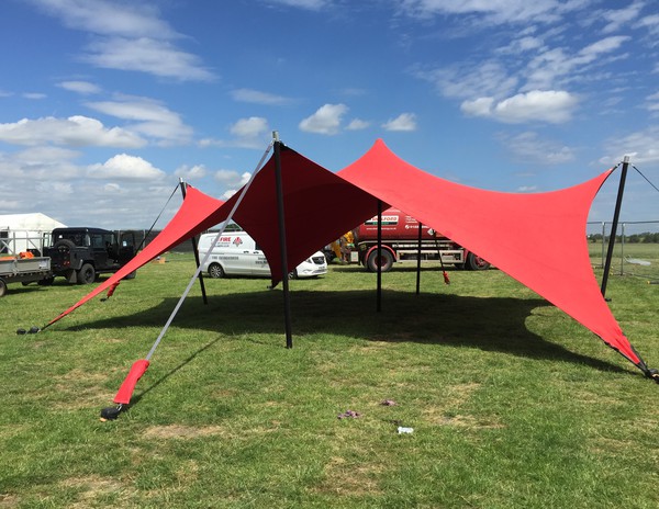 9m x 9m Freeform Manta Red Stretch Tent For Sale