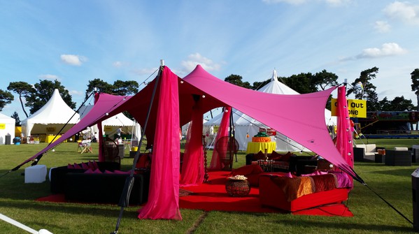 Secondhand 7.5m x 7.5m Freeform Manta Pink Stretch Tent For Sale
