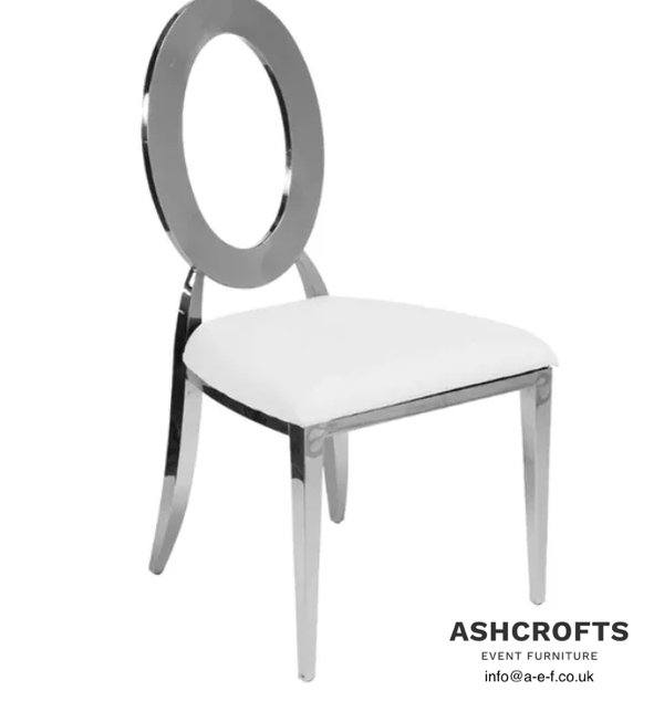 100x Ashcrofts Silver Halo Chairs With Seat Pads For Sale