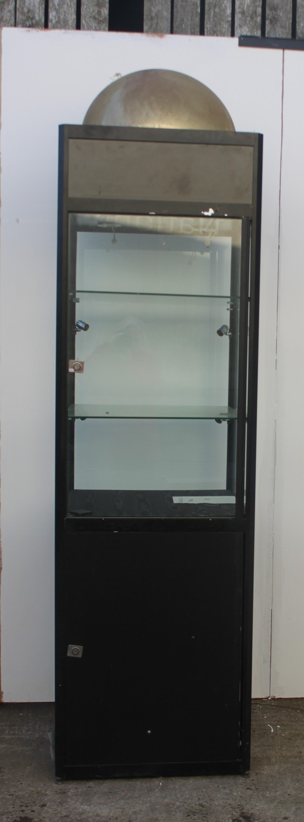 3x Black Display Cabinet With Domed Top For Sale