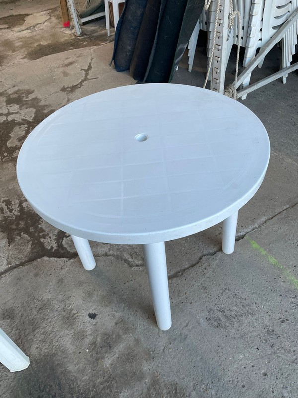 White outdoor tables