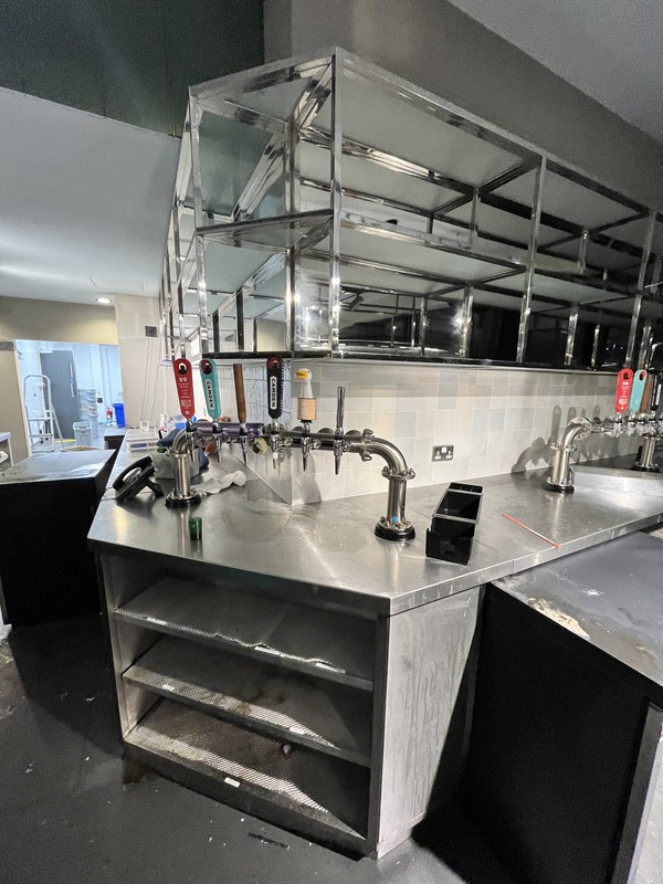 Secondhand L Shaped Stainless Steel Back Bar For Sale