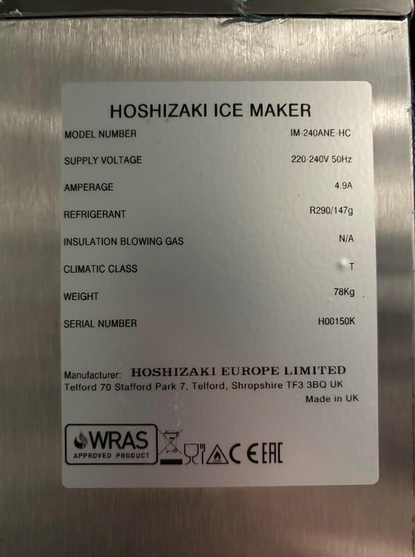 Secondhand Hoshizaki Ice Machine & Bin