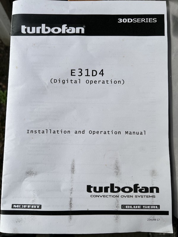 Blue Seal Turbofan Oven E31D4 Manual