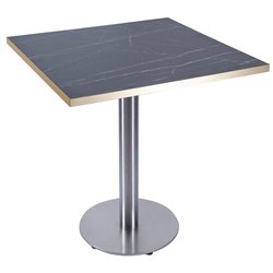 Square Dining Table With Round Silver Bases For Sale