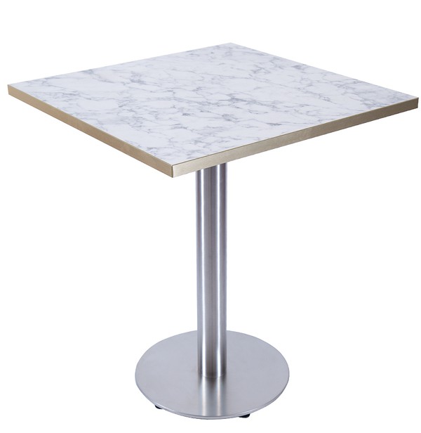 Square Dining Table With Round Silver Bases