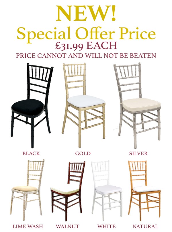 Chiavari Chairs All Colours Including Seat Pads For Sale