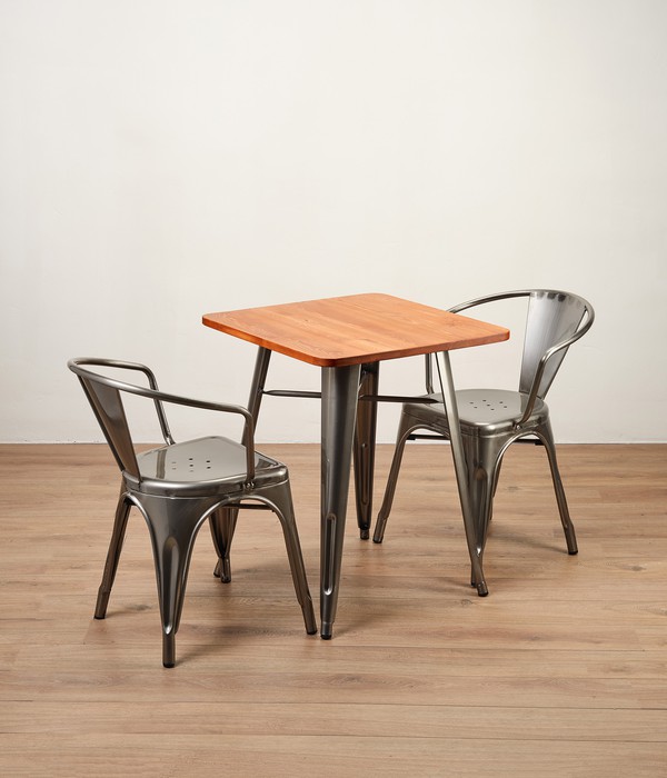 New Gunmetal Grey Table & Chairs Set For Sale