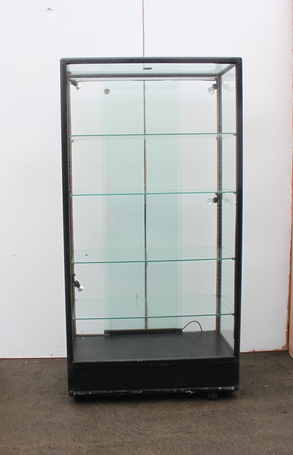2x Black Framed Display Cabinet For Sale