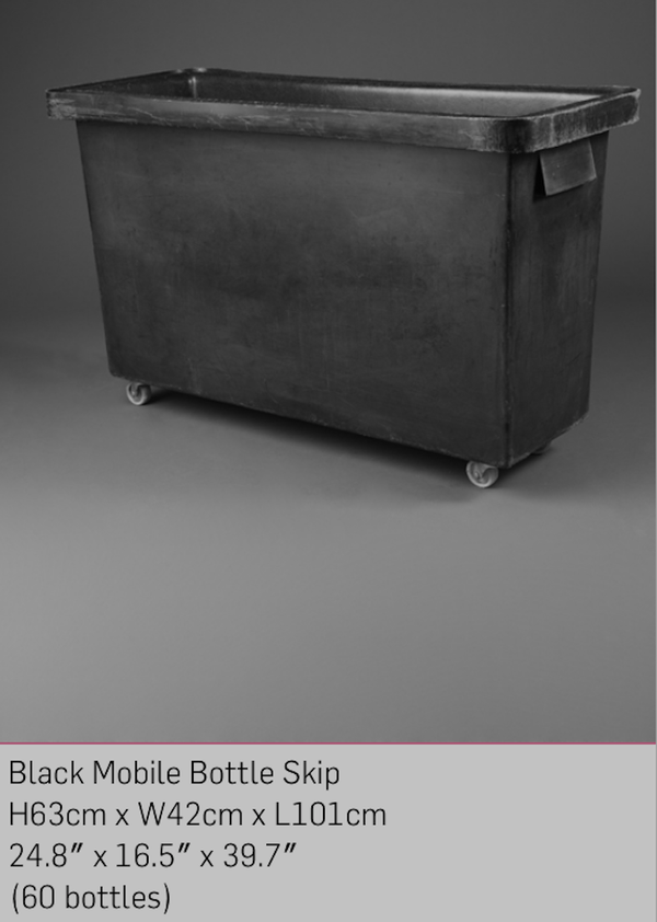 Black Heavy Duty Mobile Bin / Bottle Skip