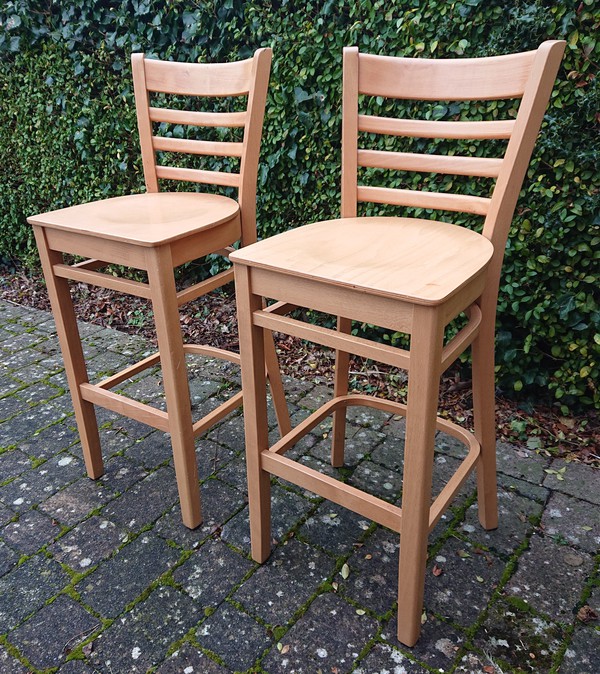 Wooden High Bar Stools with High Back For Sale