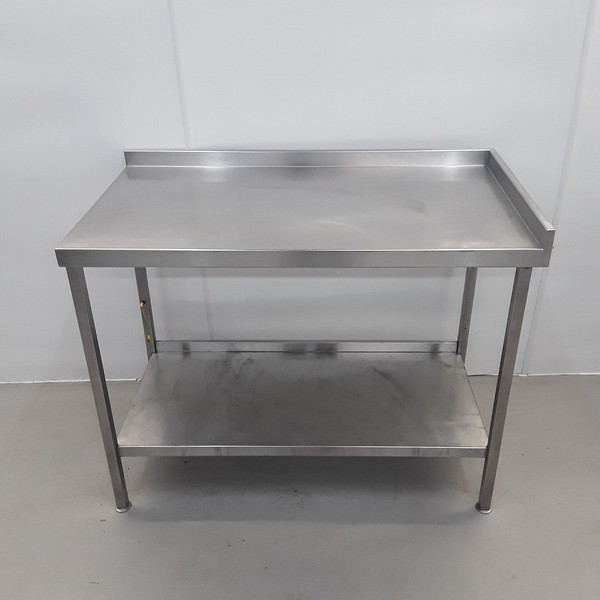 Secondhand 118cm Wide Stainless Steel Table With Shelf