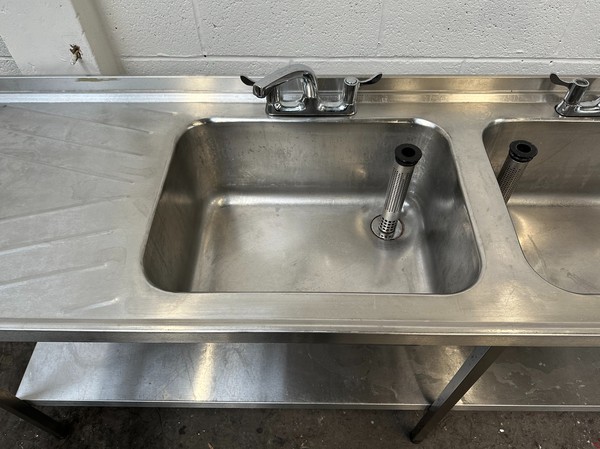 2.4m Double Bowl Sink With Undershelf
