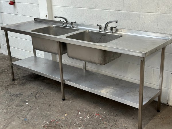 2.4m Double Bowl Sink With Undershelf For Sale
