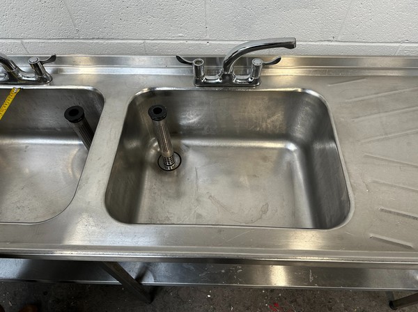 Used 2.4m Double Bowl Sink With Undershelf For Sale