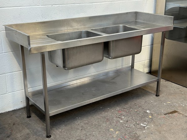 Used 1.8m Double Bowl, Double Drainer Sink For Sale