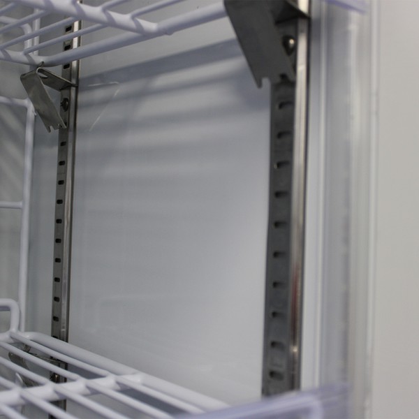 Display freezer adjustable shelves