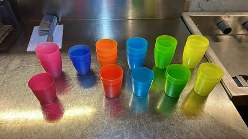 Secondhand Childrens Plates Cups and Cutlery Multiple Colours For Sale Secondhand Childrens Plates Cups and Cutlery Multiple Colours For Sale