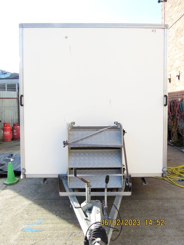 White shower and toilet trailer