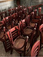 Wooden Curved ladder back chairs for sale