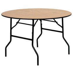 4’ round wooden folding banqueting table