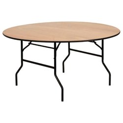 5’ round wooden folding banqueting tables