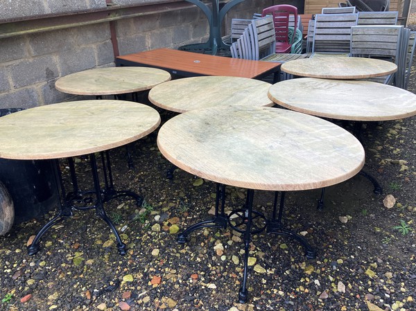 6x 1m Round All Weather Patio Tables