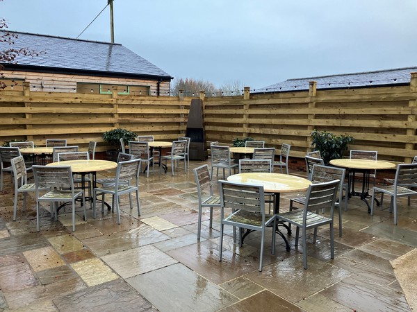 Secondhand 6x 1m Round All Weather Patio Tables For Sale