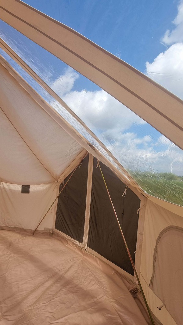 Skyview bell tent with clear PVC roof panels