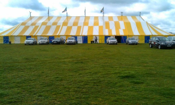 100ft wide Traditional pole marquee