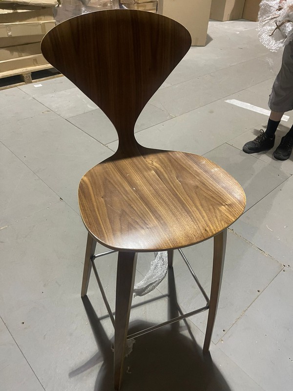 New Cherner Style Barstool in Walnut Finish For Sale