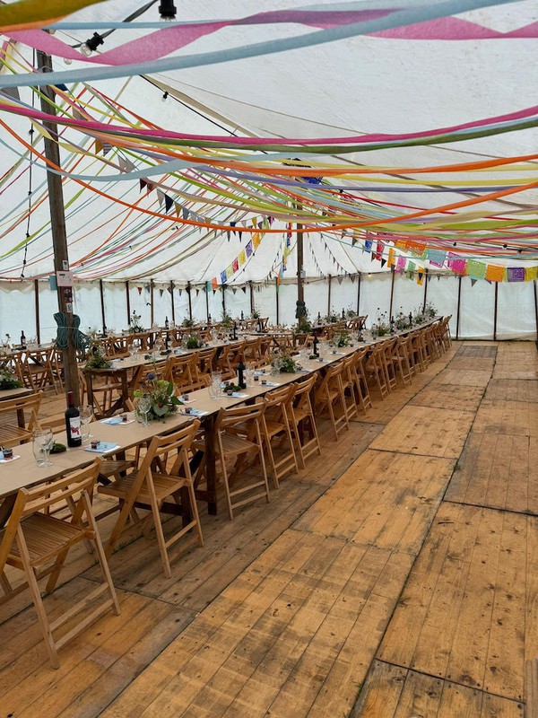 Traditional pole marquee with wood floor