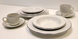 Secondhand Used 10x Royal Falcon Silver Rimmed China For Sale