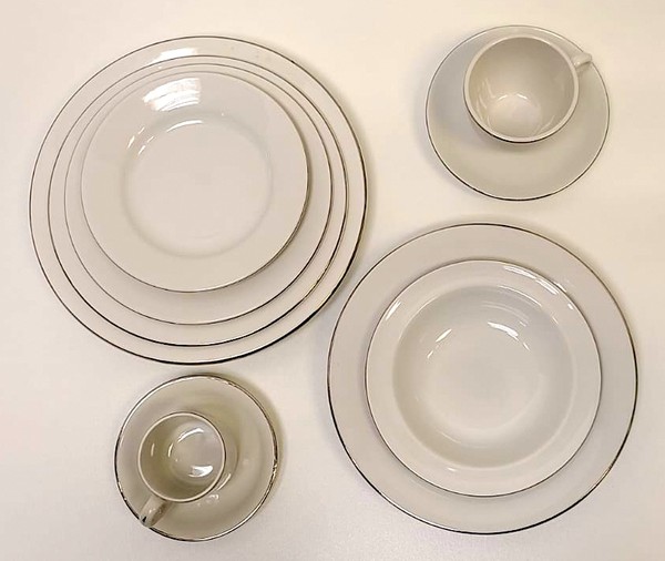 Used 10x Royal Falcon Silver Rimmed China For Sale