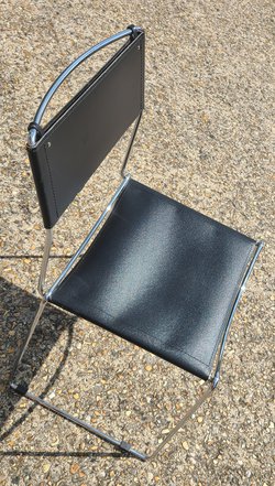 Secondhand Used Chrome And Black Leather Chairs For Sale