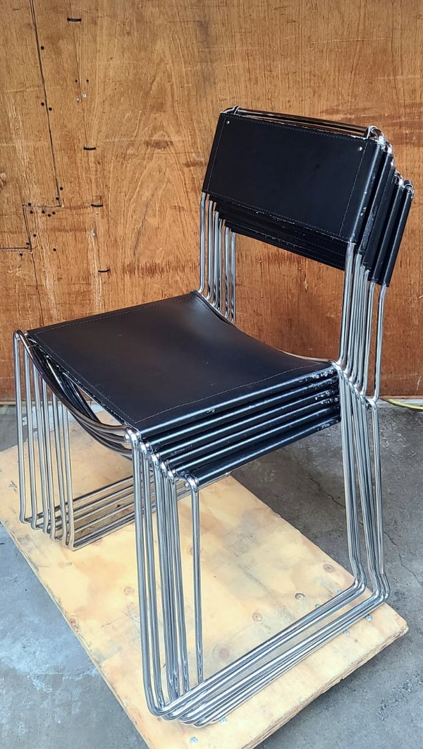 Chrome And Black Leather Chairs