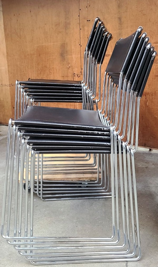 Used Chrome And Black Leather Chairs